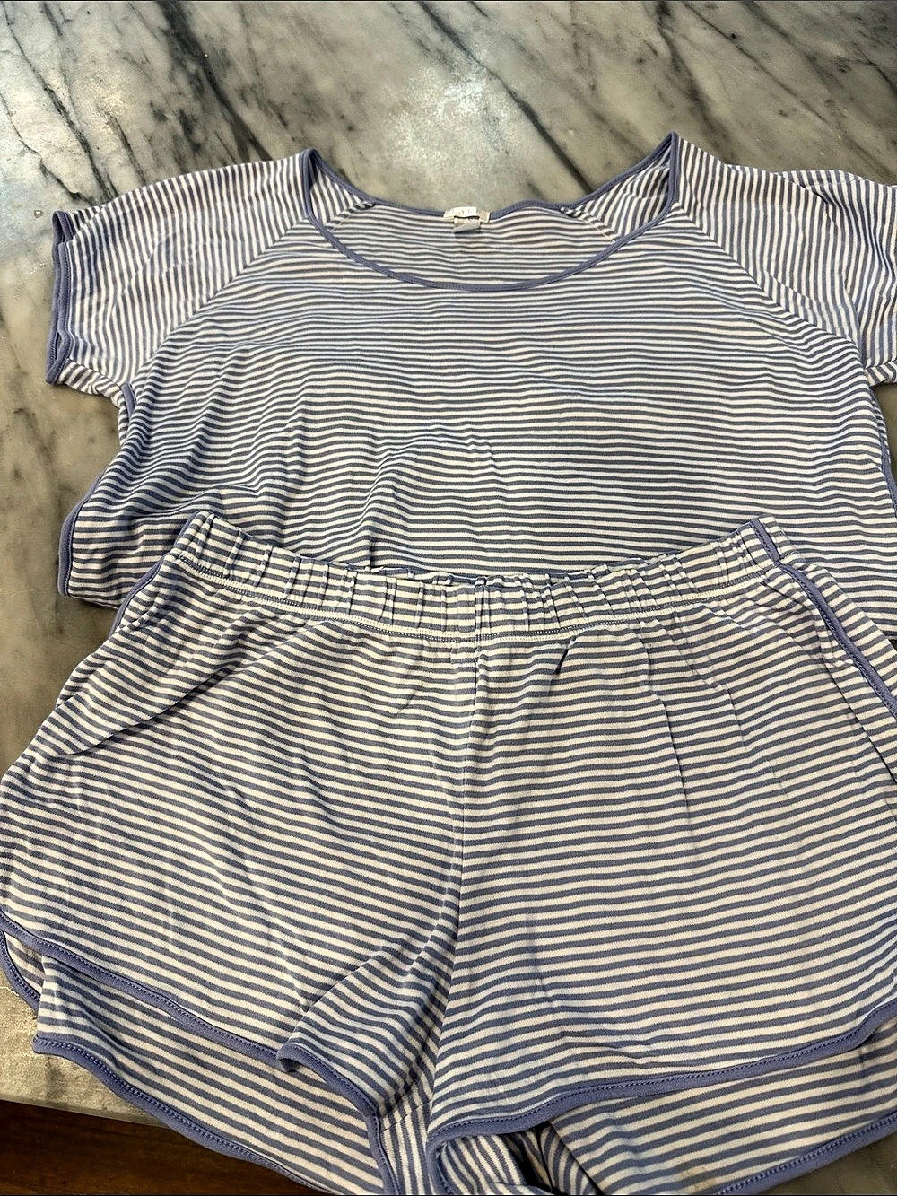 LAKE Pima Classic Shorts Set Blue & White Like New